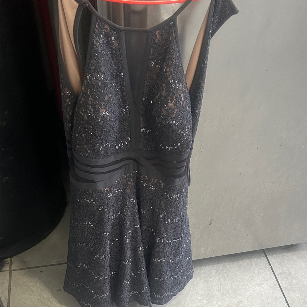 Morgan & Co. Black Sequin Backless Dress